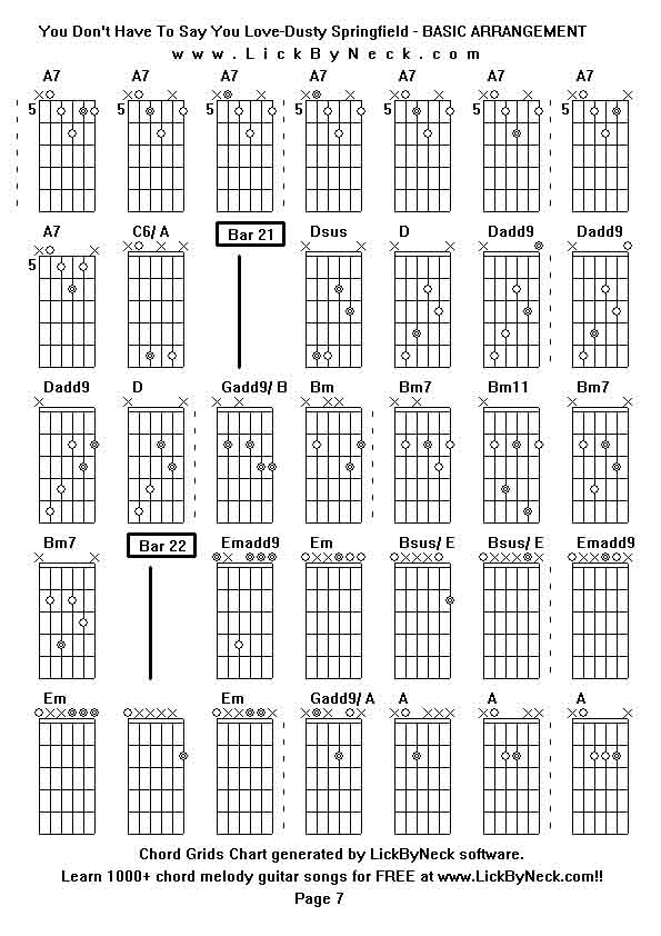 Chord Grids Chart of chord melody fingerstyle guitar song-You Don't Have To Say You Love-Dusty Springfield - BASIC ARRANGEMENT,generated by LickByNeck software.